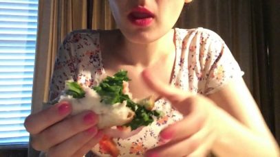 ASMR Eating Sprouts BLT sandwich with potato chips, Kevita Drink and See’s Candies! | Sexy Lady
