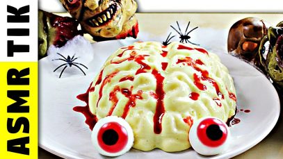 Eating Funny Pudding Brain for Christmas Dinner!! ASMR Eating Sounds! No Talk!