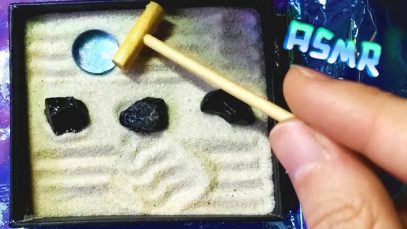 ASMR :: Miniature zen garden, crunching sand, scratchy sounds