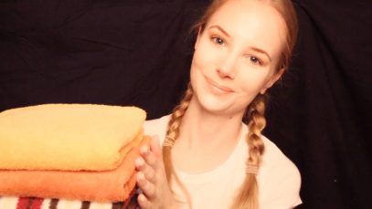 ASMR Relaxing Towel Folding ~ Soft Spoken, Fabric Sounds, Scissors Cutting, Calm, Gentle ~