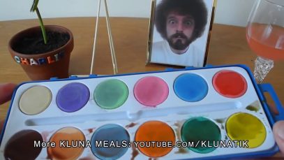 Eating paint and brushes!! Kluna Tik Dinner #29 | ASMR eating sounds no talk Bob Ross
