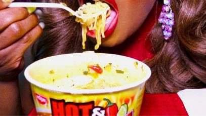 Giant Hot & Spicy Noodles ASMR Eating Sounds