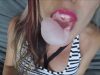 Mini Skirt Chewing On Bubble Gum in a Strappy Bra ~asmr lover