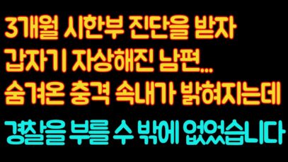 (신청사연) 3개월 시한부 인생을 선고 받자 갑자기 자상해진 남편…숨겨온 충격적인 속내가 밝혀지는데… [라디오드라마][사이다사연]
