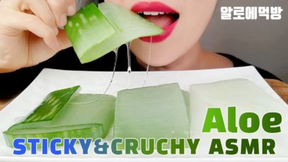 ALOE ASMR NO TALKING EATING SOUNDS *STICKY+SLIMY+CRUNCHY* (Mukbang Korean) l 알로에 리얼사운드 먹방