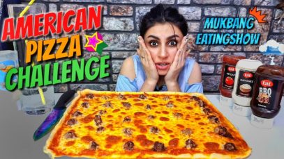 American pizza challenge |mukbang | تحدي البيتزا الامريكيه والعقاب؟؟