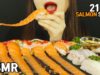 ASMR 21cm LONG SALMON SUSHI 롱 연어초밥 (EATING SOUNDS)MUKBANG REAL SOUNDS サケ寿司 ข้าวปั้นปลาดิบ