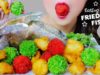 ASMR 3 COLOR OF DEEP FRIED BOX FISH X HOT CHEETOS X GREEN RICE , CRUNCHY EATING SOUND| LINH-ASMR