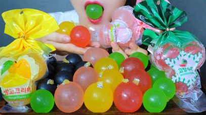 ASMR 5 TYPES OF KOREAN FRUITS JELLY BALL X POPPING CANDY EATING SOUNDS LINH ASMR