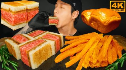 ASMR A5 WAGYU KATSU SANDO MUKBANG | COOKING & EATING SOUNDS | Zach Choi ASMR