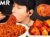 ASMR BLACK BEAN FIRE NOODLES & BBQ CHICKEN MUKBANG (No Talking) EATING SOUNDS | Zach Choi ASMR