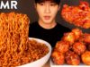 ASMR BLACK BEAN FIRE NOODLES & BBQ CHICKEN MUKBANG (No Talking) EATING SOUNDS | Zach Choi ASMR