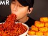 ASMR BLACK BEAN FIRE NOODLES & CAJUN CORN MUKBANG (No Talking) COOKING & EATING SOUNDS