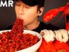 ASMR BLACK BEAN FIRE NOODLES & LOBSTER TAILS MUKBANG (No Talking) COOKING & EATING SOUNDS