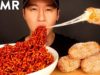 ASMR BLACK BEAN FIRE NOODLES & MOZZARELLA CORN DOGS MUKBANG (No Talking) EATING SOUNDS