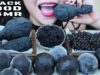 ASMR BLACK FOOD ICE CREAM BALL FRIED CHICKEN TAPIOCA PEARLS EBIKO EGGS , EATING SOUNDS | LINH-ASMR