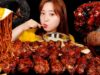 ASMR (BLACK PARTY)푸라닭BLACK BEAN NOODLES, CHICKEN, CHEESE BALL, SQUID, CHEESE CAKE, CHOCOLATE BREAD.