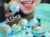 ASMR BLUE FOOD PLATTER SEAHORSE MERMAID MACARON MERINGUE COOKIES CREPE CAKE EATING SOUNDS| LINH-ASMR