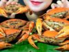 ASMR BOILED DOUBLE SKIN CRABS (DOTTED CRAB) CRACKLING CRUNCHY EATING SOUNDS | LINH-ASMR
