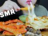 ASMR BOILED KING CRAB WITH GRILLED CHEESY CRAB CARAPACE & OYSTER MUSHROOM EATING SOUNDS | LINH-ASMR