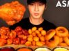 ASMR BUFFALO WINGS & ONION RINGS + CHEESE CURDS MUKBANG (No Talking) EATING SOUNDS | Zach Choi ASMR