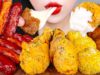 ASMR CHEESE BALLS, FRIED CHICKEN, SAUSAGE TTEOK 뿌링클 먹방 *직접만든 뿌링클 치킨, 소떡소떡, 치즈볼(레시피) EATING MUKBANG