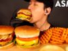 ASMR CHEESEBURGERS & WAFFLE FRIES MUKBANG (No Talking) COOKING & EATING SOUNDS | Zach Choi ASMR