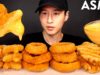 ASMR CHEESY CHICKEN NUGGET STARS + ONION RINGS & WAFFLE FRIES MUKBANG (No Talking) EATING SOUNDS
