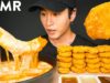 ASMR CHEESY GIANT SPICY RICE CAKES & CHICKEN NUGGETS MUKBANG (No Talking) COOKING & EATING SOUNDS