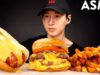 ASMR CHEESY HOT DOG & BURGER + FRIES MUKBANG (No Talking) EATING SOUNDS | Zach Choi ASMR