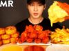 ASMR CHEESY SPICY CHICKEN WINGS, CAJUN CORN & CHEESE FRIES MUKBANG (No Talking) EATING SOUNDS