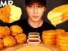 ASMR CHEESY SPICY FRIED CHICKEN & HASH BROWNS MUKBANG (No Talking) EATING SOUNDS | Zach Choi ASMR