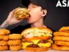 ASMR CHICKEN NUGGETS & ONION RINGS + DOUBLE CHEESEBURGER MUKBANG (No Talking) EATING SOUNDS