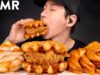 ASMR CHICKEN & WAFFLES SANDWICH + POTATO WEDGES MUKBANG (No Talking) EATING SOUNDS | Zach Choi ASMR