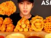 ASMR CHICKEN WINGS, FRIED SHRIMP, ONION RINGS & WAFFLE FRIES MUKBANG (No Talking) EATING SOUNDS