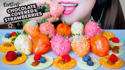 ASMR CHOCOLATE COVERED STRAWBERRIES X FRUIT CHOCOLATE EATING SOUND | LINH-ASMR