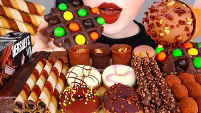 ASMR CHOCOLATE DESSERTS 초콜릿 디저트 먹방 EDIBLE CUP, ICE CREAM, CAKE, WAFFLE, WAFER STICK EATING MUKBANG