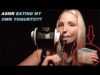 ASMR Chocolate Moose Eating [Mouth Sounds] and Playful Ear Touching