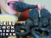 ASMR COOKING BLACK FRIED CHICKEN BLACK FRIED ONION RINGS , EATING SOUNDS | LINH-ASMR