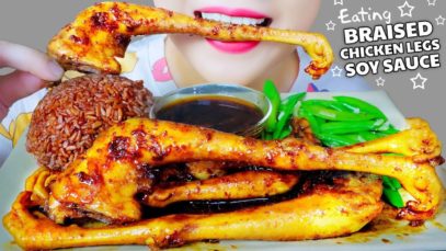 ASMR COOKING EATING BRAISED CHICKEN LEGS WITH SOY SAUCE X PUPPLE RICE X SUGAR SNAP PEAS | LINH-ASMR