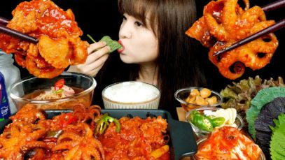 ASMR (COOKING & EATING) GOCHUJANG OCTOPUS PORK BULGOGI + BEAN SPROUTS SQUID SOUP. MUKBANG
