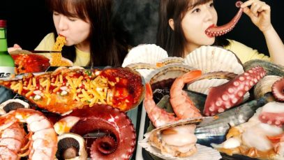 ASMR (COOKING & EATING) GRILLED CLAM AND SEAFOOD + SEAFOOD NOODLE. MUKBANG | bo kyoung ASMR