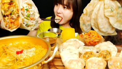 ASMR [COOKING & EATING] I MADE SPICY FIRE DUMPLINGS AND SPICY NOODLES. I WAS SO HARD TODAY.??