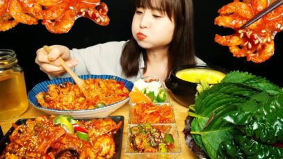 ASMR [COOKING & EATING]SPICY OCTOPUS COOKING & EATING  SEAFOOD MUKBANG | bokyoung ASMR 봄주꾸미 요리해서 먹기~