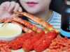 ASMR COOKING FRIED KING CRAB LEGS WITH HOT CHEETOS AND CHEESE SAUCE EATING SOUNDS | LINH-ASMR