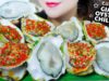 ASMR COOKING GIANT OYSTERS COVERED WITH CHILI OIL , SOFT EATING SOUNDS | LINH-ASMR