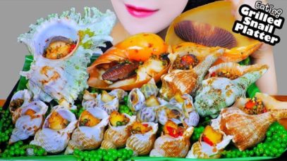 ASMR COOKING GRILLED GRILLED SNAILS X GREEN PEPPER SAUCE (MELO MELO RED SNAIL SWEET SNAIL BULOT)