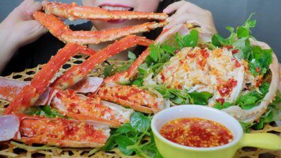ASMR COOKING KING CRAB X SPICY KUMQUAT SAUCE FOR MY BIRTHDAY EATING SOUNDS | LINH-ASMR