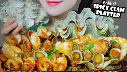 ASMR COOKING SPICY CLAMS PLATTER ABALONE RED CLAMS ELEPHANT EAR CLAMS ELONGATE COCKLE | LINH-ASMR