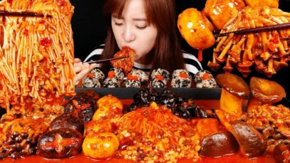 ASMR (COOKING)마라불닭버섯 Spicy Fire Sauce Assorted Mushrooms With Mara MUKBANG